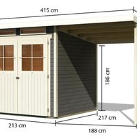 Foto der Karibu 68769 Gartenhaus mit Terrasse Goldendorf 3 - Terragrau