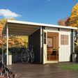 Foto van Karibu Glücksburg 4 tuinhuis met overkapping 190 cm - terragrijs (83233)