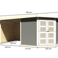 Foto der Karibu 78253 Gartenhaus mit Terrasse Goldendorf 5 - Terragrau