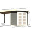 Foto van Karibu Goldendorf 3 tuinhuis met overkapping 280 cm - terragrijs (78247)