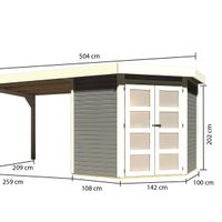 Foto van Karibu 78247 tuinhuis met overkapping Goldendorf 3 - terragrijs