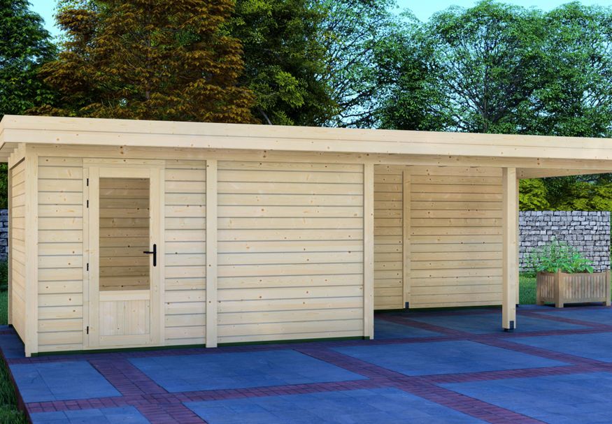 Graed tuinhuis met overkapping Hamburg 800x300 cm Foto van Graed tuinhuis met overkapping Hamburg 800x300 cm