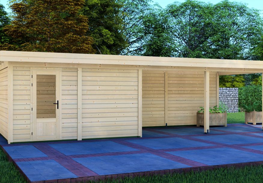 Graed tuinhuis met overkapping Hamburg 900x300 cm Foto van Graed tuinhuis met overkapping Hamburg 900x300 cm