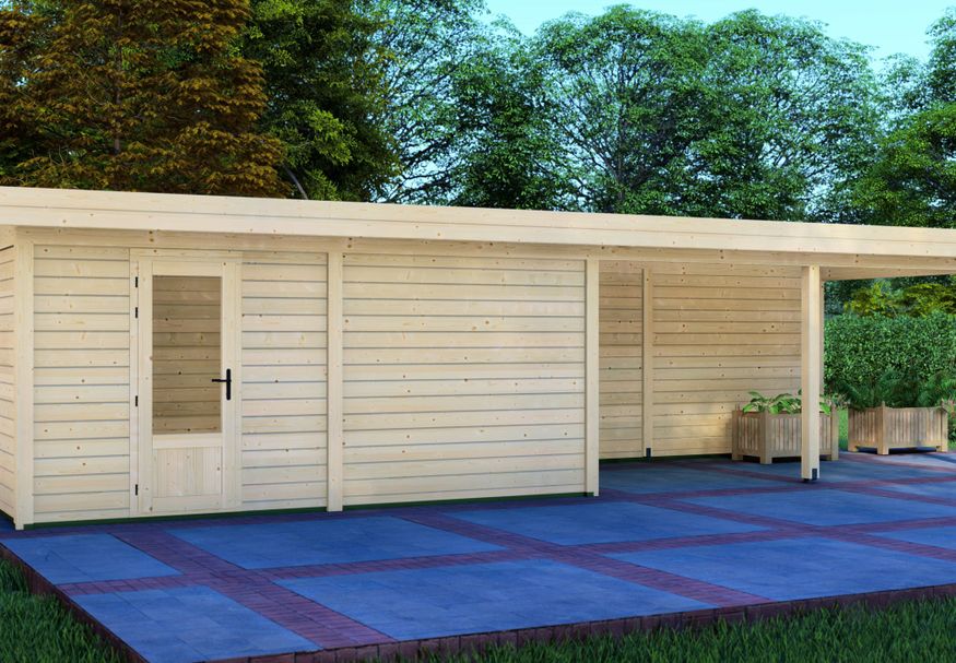 Graed tuinhuis met overkapping Berlijn 1000x300 cm Foto van Graed tuinhuis met overkapping Berlijn 1000x300 cm