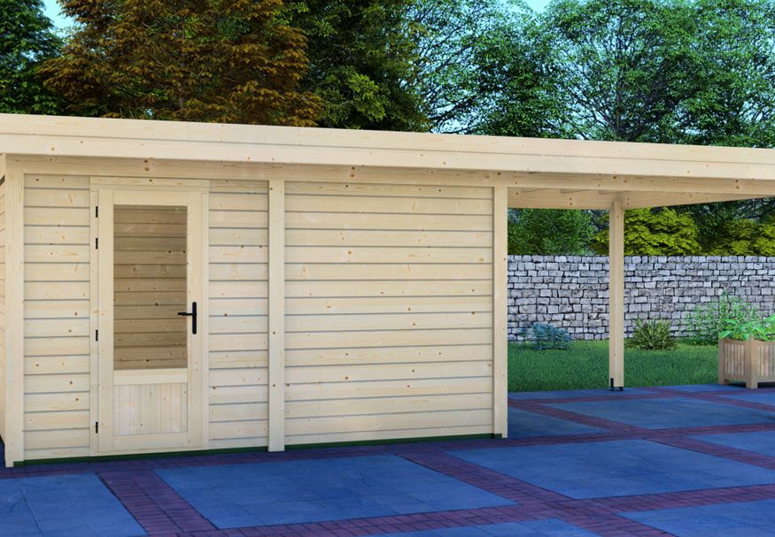 Graed tuinhuis met overkapping Hamburg 700x300 cm Foto van Graed tuinhuis met overkapping Hamburg 700x300 cm