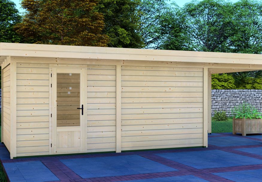Graed tuinhuis met overkapping Berlijn 700x300 cm Foto van Graed tuinhuis met overkapping Berlijn 700x300 cm