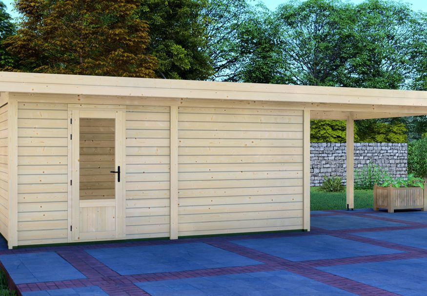 Graed tuinhuis met overkapping Berlijn 800x300 cm Foto van Graed tuinhuis met overkapping Berlijn 800x300 cm