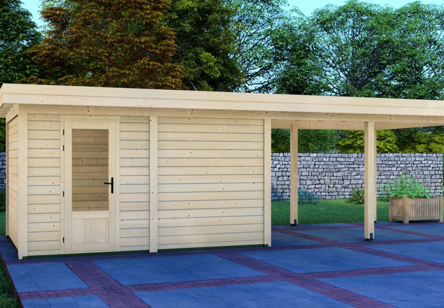 Graed tuinhuis met overkapping Hamburg 800x300 cm Foto van Graed tuinhuis met overkapping Hamburg 800x300 cm