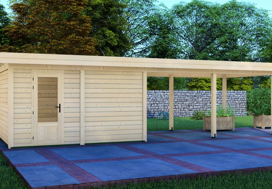 Graed tuinhuis met overkapping Hamburg 900x300 cm Foto van Graed tuinhuis met overkapping Hamburg 900x300 cm