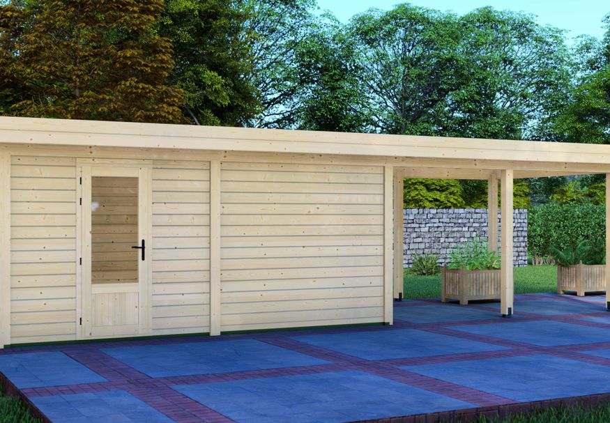 Graed tuinhuis met overkapping Berlijn 900x300 cm Foto van Graed tuinhuis met overkapping Berlijn 900x300 cm