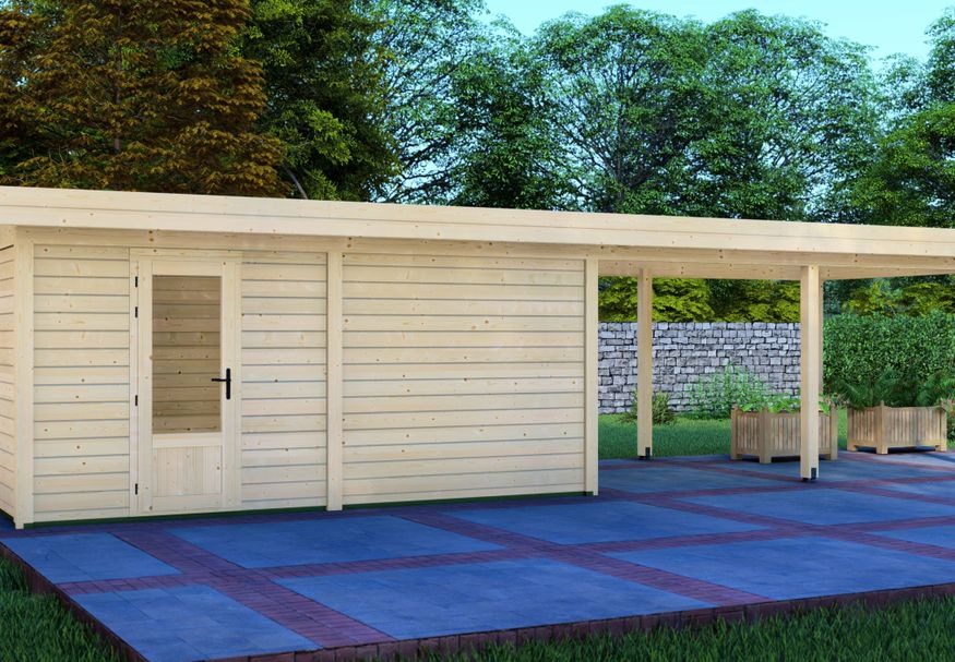 Graed tuinhuis met overkapping Berlijn 1000x300 cm Foto van Graed tuinhuis met overkapping Berlijn 1000x300 cm