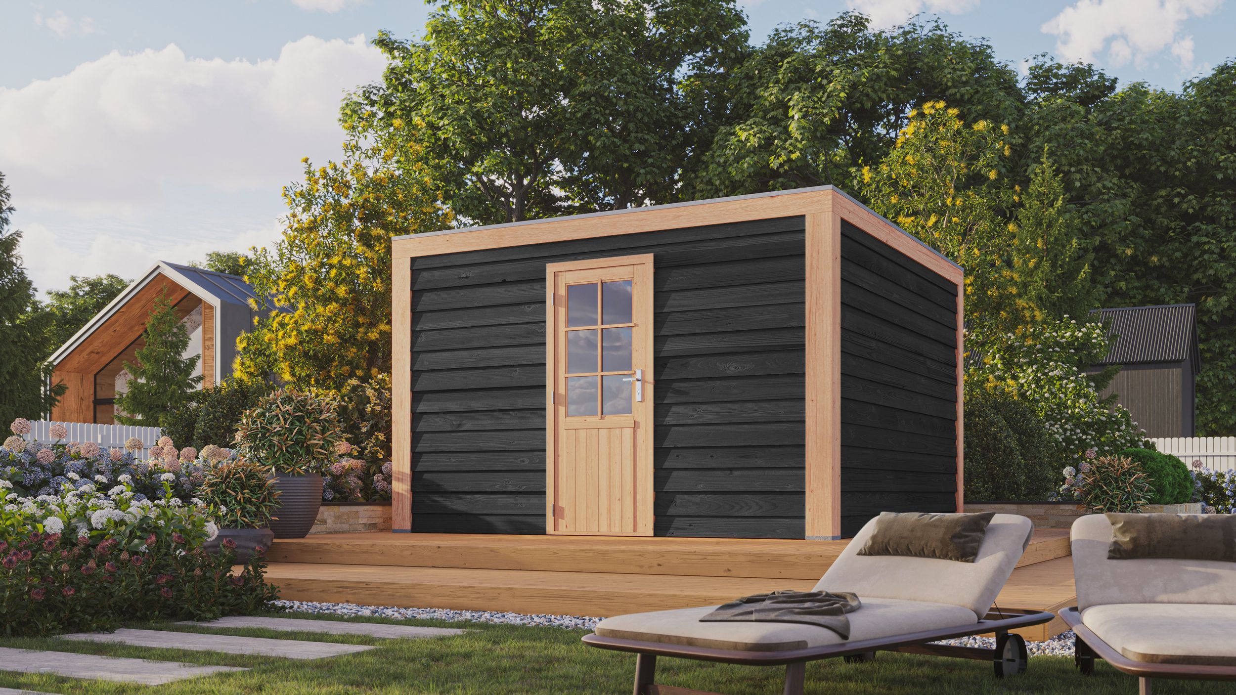 Foto der WoodAcademy Douglasien Gartenhaus Graniet Excellent Nero