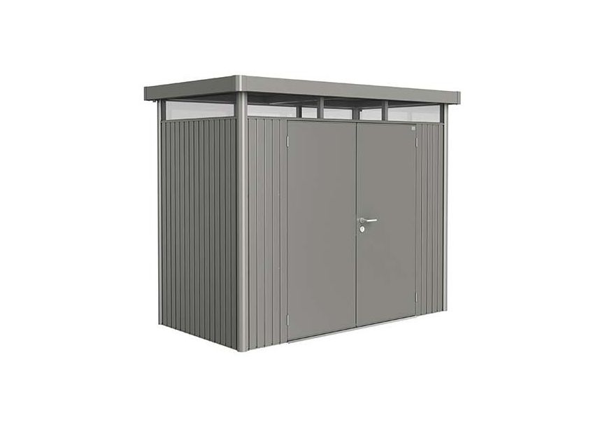 Biohort HighLine H1 Metalen Berging Kwartsgrijs Metallic Dubbele deur Foto van Biohort HighLine H1 Metalen Berging Kwartsgrijs Metallic Dubbele deur