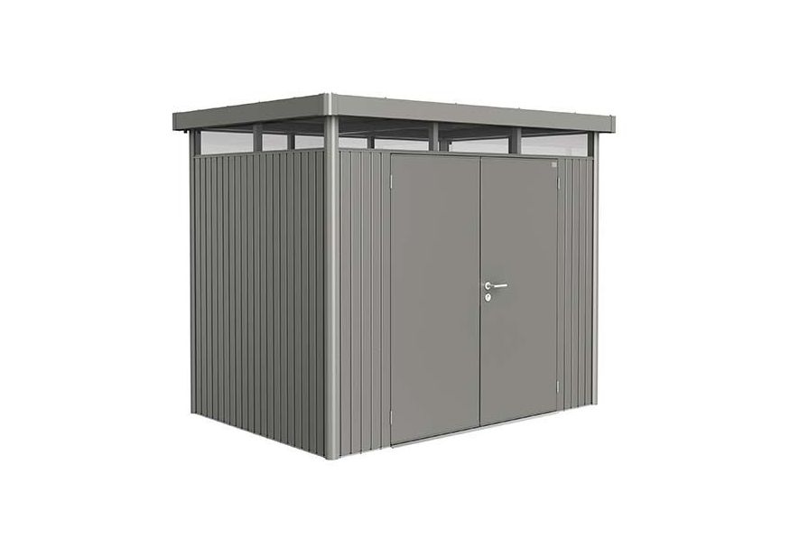 Biohort HighLine H2 Metalen Berging Kwartsgrijs Metallic Dubbele deur Foto van Biohort HighLine H2 Metalen Berging Kwartsgrijs Metallic Dubbele deur