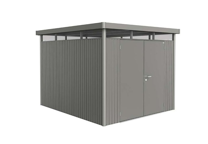 Biohort HighLine H5 Metalen Berging Kwartsgrijs Metallic Dubbele deur Foto van Biohort HighLine H5 Metalen Berging Kwartsgrijs Metallic Dubbele deur
