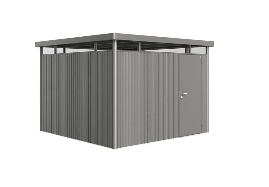 Biohort HighLine H6 Metalen Berging Kwartsgrijs Metallic Enkele Deur Foto van Biohort HighLine H6 Metalen Berging Kwartsgrijs Metallic Enkele Deur