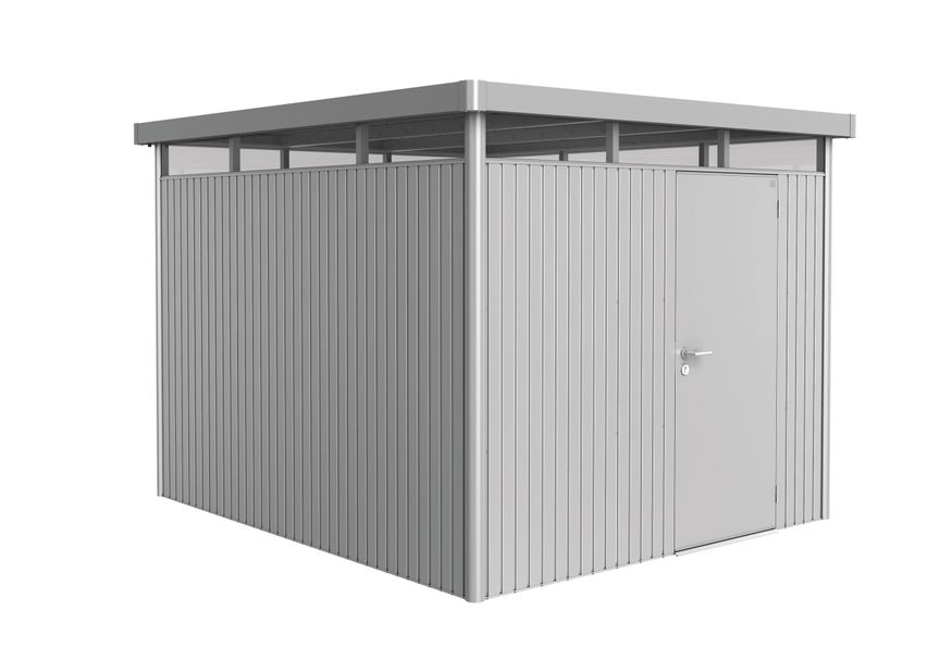 Biohort HighLine H5 Metalen Berging Zilver Metallic Enkele Deur Foto van Biohort HighLine H5 Metalen Berging Zilver Metallic Enkele Deur