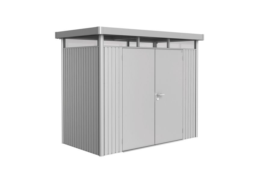 Biohort HighLine H1 Metalen Berging Zilver Metallic Dubbele Deur Foto van Biohort HighLine H1 Metalen Berging Zilver Metallic Dubbele Deur