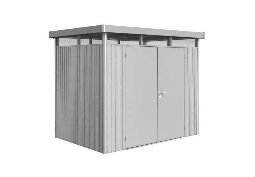 Biohort HighLine H2 Metalen Berging Zilver Metallic Dubbele Deur Foto van Biohort HighLine H2 Metalen Berging Zilver Metallic Dubbele Deur