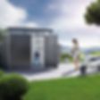 Foto van Biohort HighLine H2 Metalen Berging Donkergrijs Metallic Dubbele deur