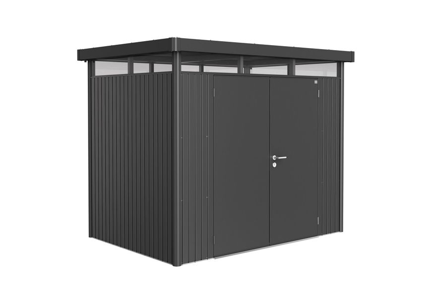 Biohort HighLine H2 Metalen Berging Donkergrijs Metallic Dubbele deur Foto van Biohort HighLine H2 Metalen Berging Donkergrijs Metallic Dubbele deur