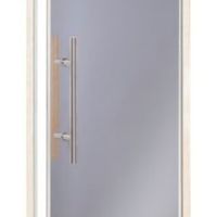 Foto van Hot Orange Saunadeur Lux - helder grijs glas