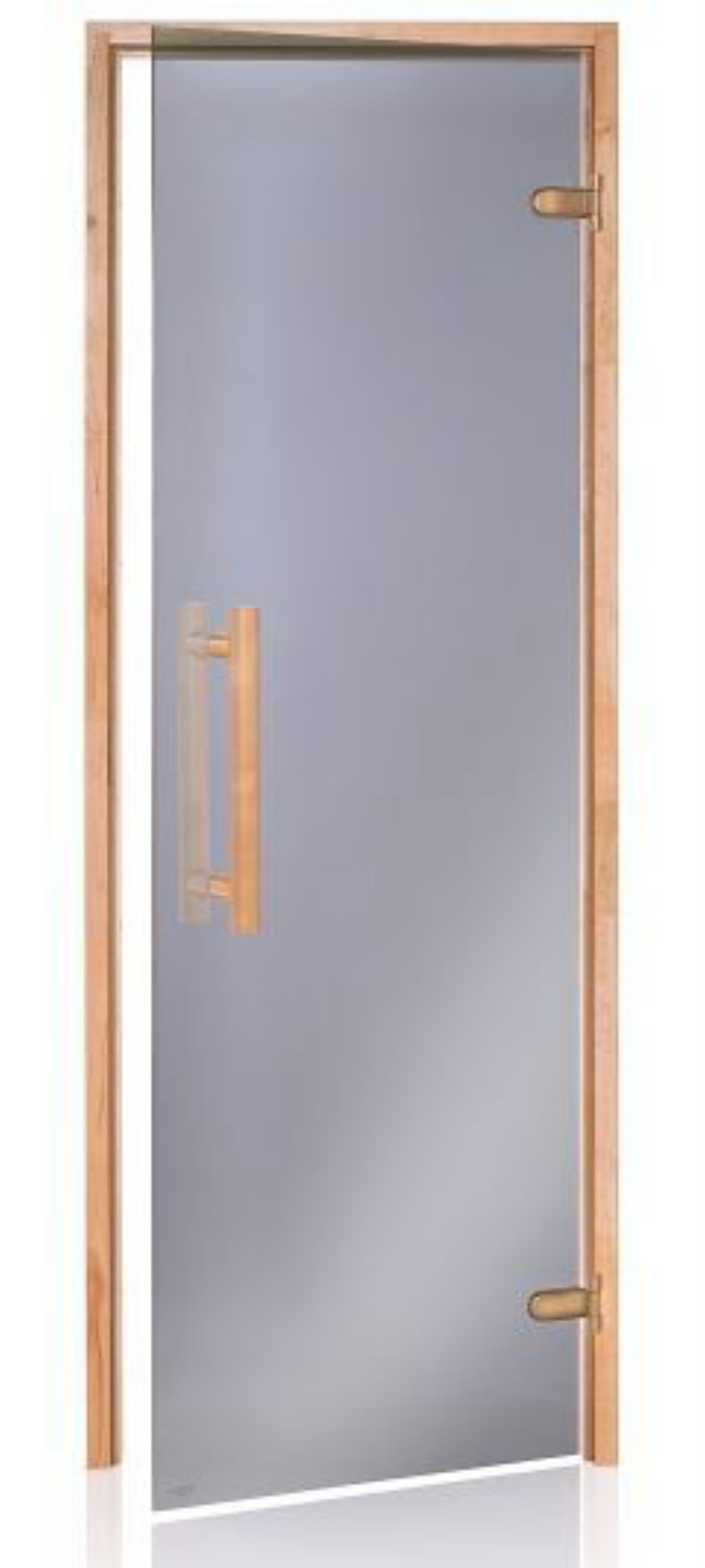 Foto van Hot Orange Saunadeur Natural - helder grijs glas