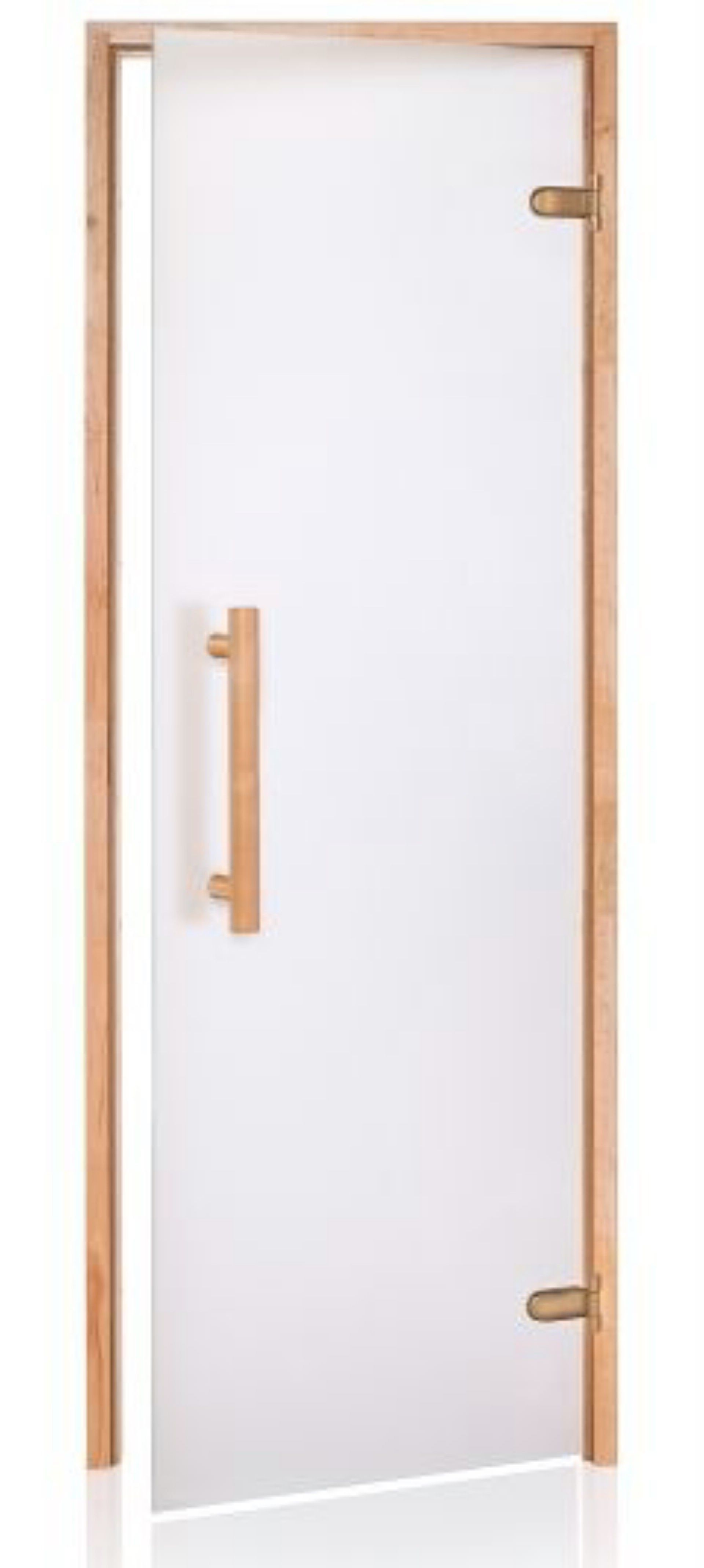 Foto der Hot Orange Saunatür Natural 70x200 cm Milchglas Fichte