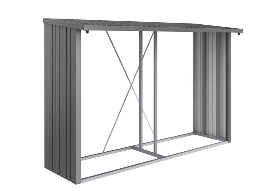 Biohort Biohort Woodstock 300 Metalen Houtopslag Kwartsgrijs Metallic Foto van Biohort Biohort Woodstock 300 Metalen Houtopslag Kwartsgrijs Metallic