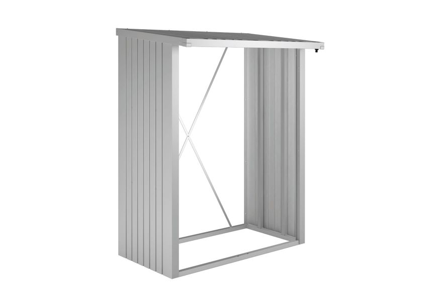 Biohort Woodstock 150 Metalen Houtopslag Zilver Metallic Foto van Biohort Woodstock 150 Metalen Houtopslag Zilver Metallic