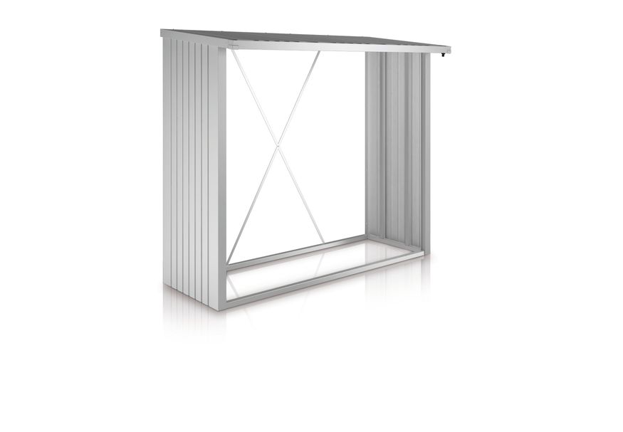 Foto van Biohort Woodstock 230 Metalen Houtopslag Zilver Metallic