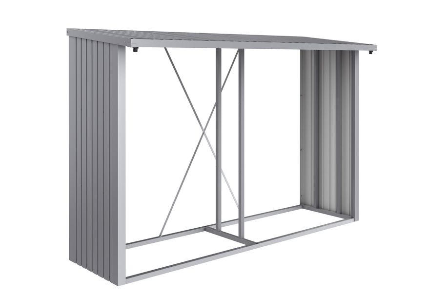 Biohort Biohort Woodstock 300 Metalen Houtopslag Zilver Metallic Foto van Biohort Biohort Woodstock 300 Metalen Houtopslag Zilver Metallic