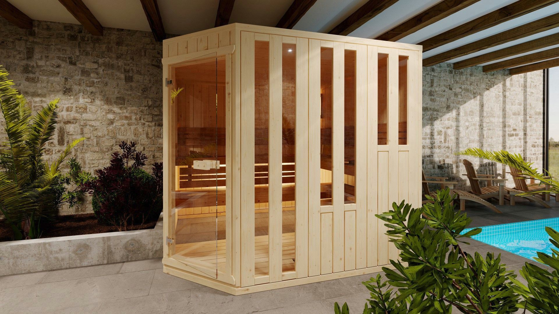 Foto van Azalp binnensauna Nurkka 131x131 cm