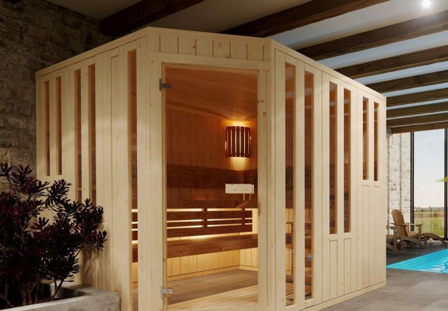 Azalp binnensauna Nurkka 131x131 cm Foto van Azalp binnensauna Nurkka 131x131 cm