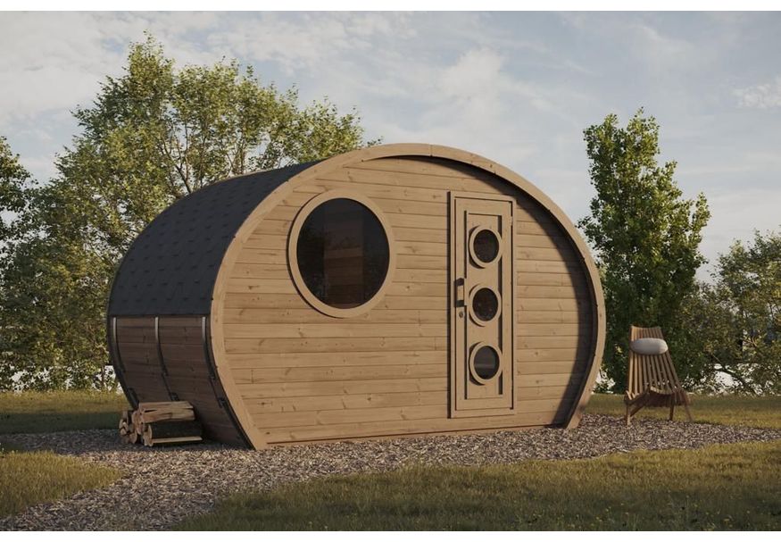 Interflex barrelsauna ovaal 1.95 - thermowood Foto van Interflex barrelsauna ovaal 1.95 - thermowood