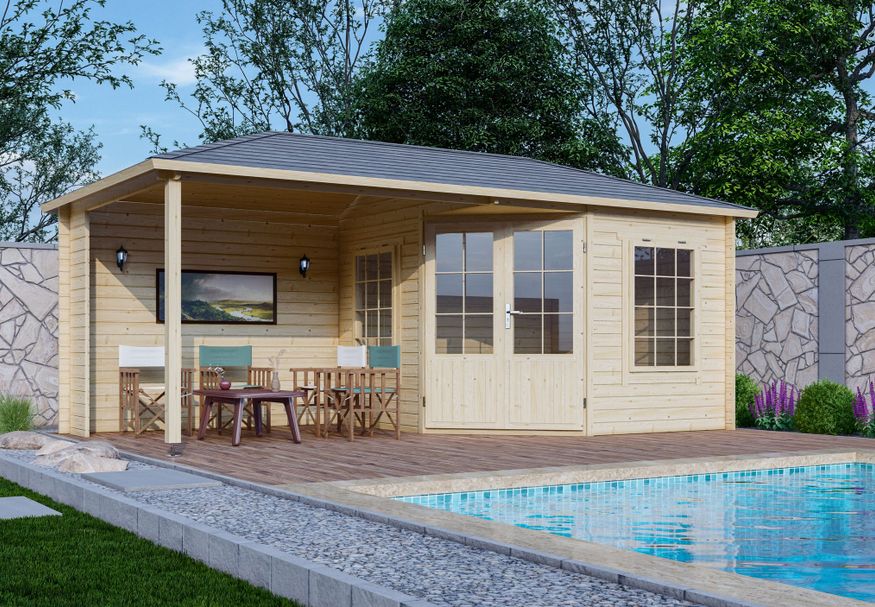 Interflex Blockhütte mit terrasse 3055 Z Plus Foto von Interflex Blockhütte mit terrasse 3055 Z Plus