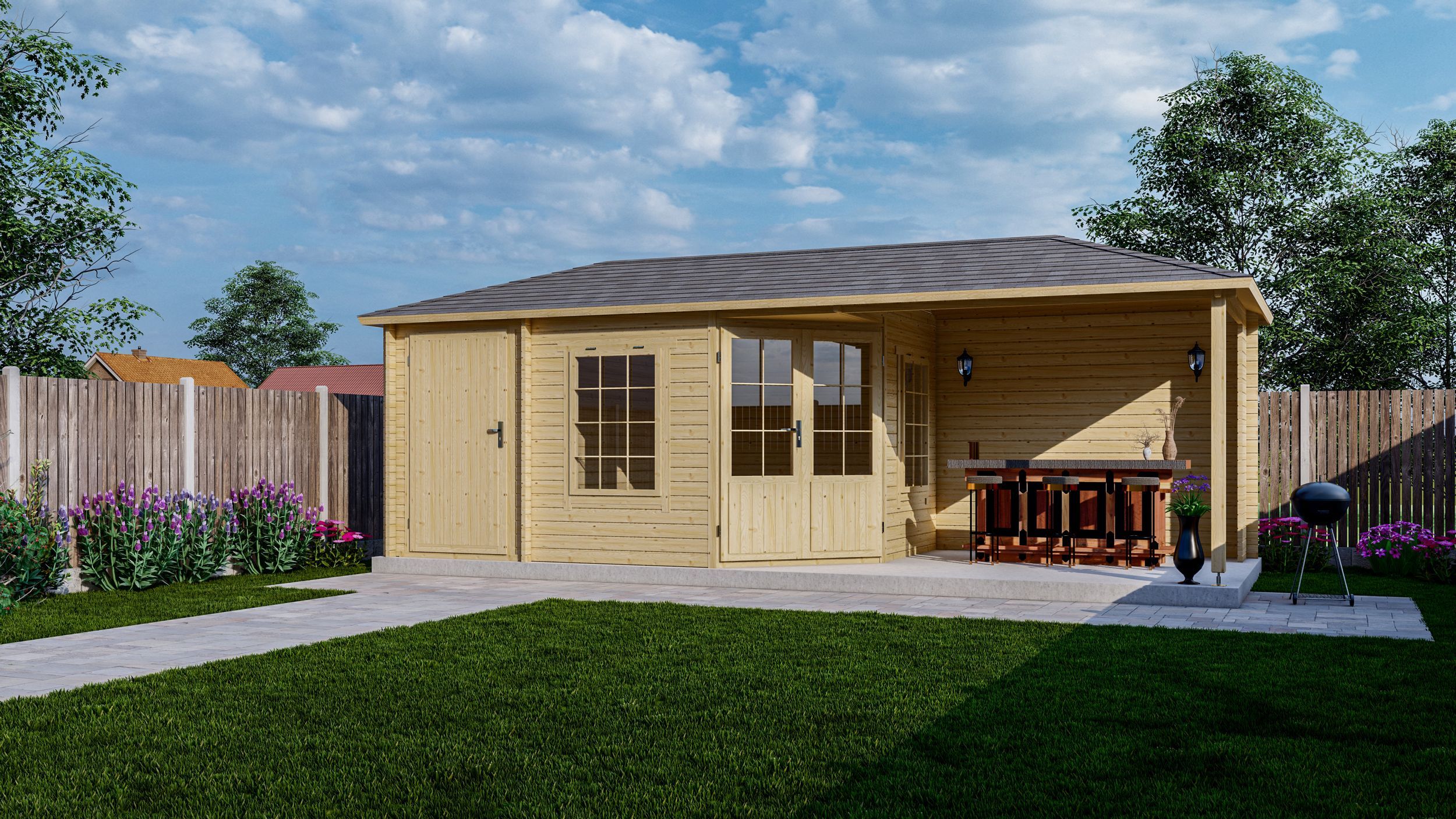 Foto van Interflex blokhut met overkapping 4355 Z Plus