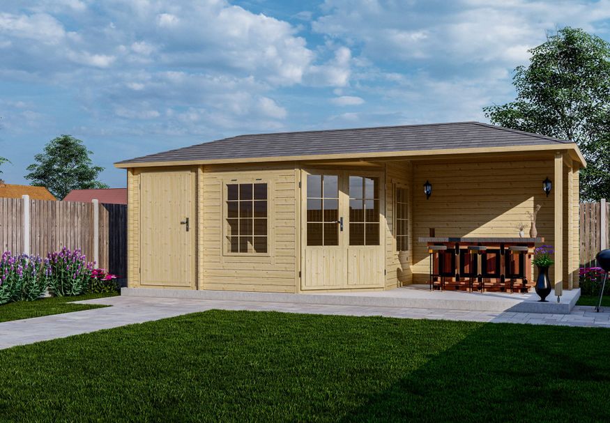 Interflex Blockhütte mit terrasse 4355 Z Plus Foto von Interflex Blockhütte mit terrasse 4355 Z Plus