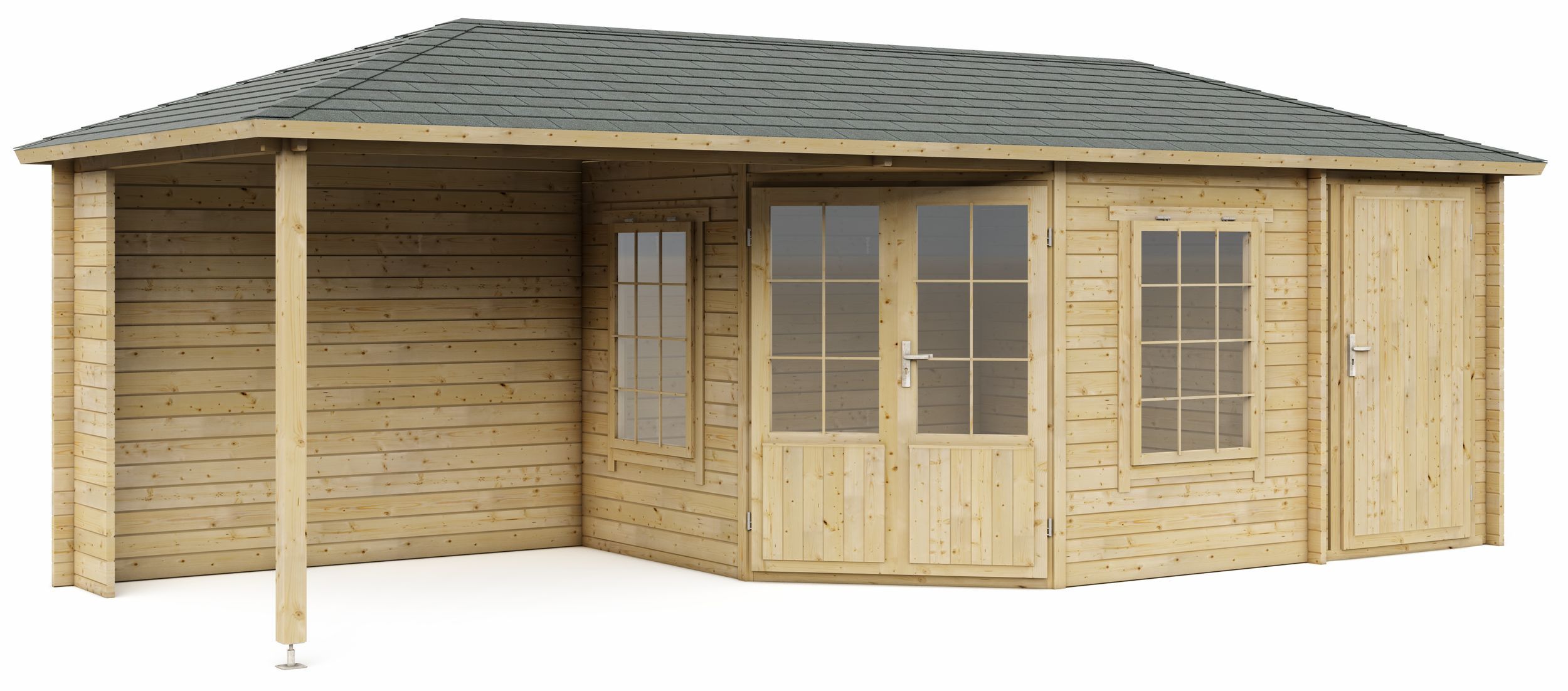 Foto der Interflex Blockhütte mit terrasse 4355 Z Plus