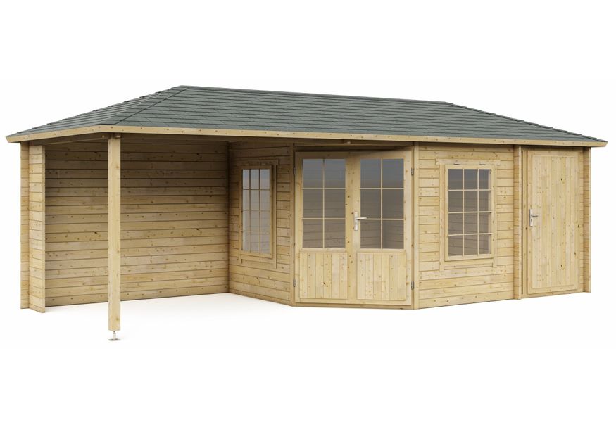 Interflex Blockhütte mit terrasse 4355 Z Plus - Impragniert Foto von Interflex Blockhütte mit terrasse 4355 Z Plus - Impragniert