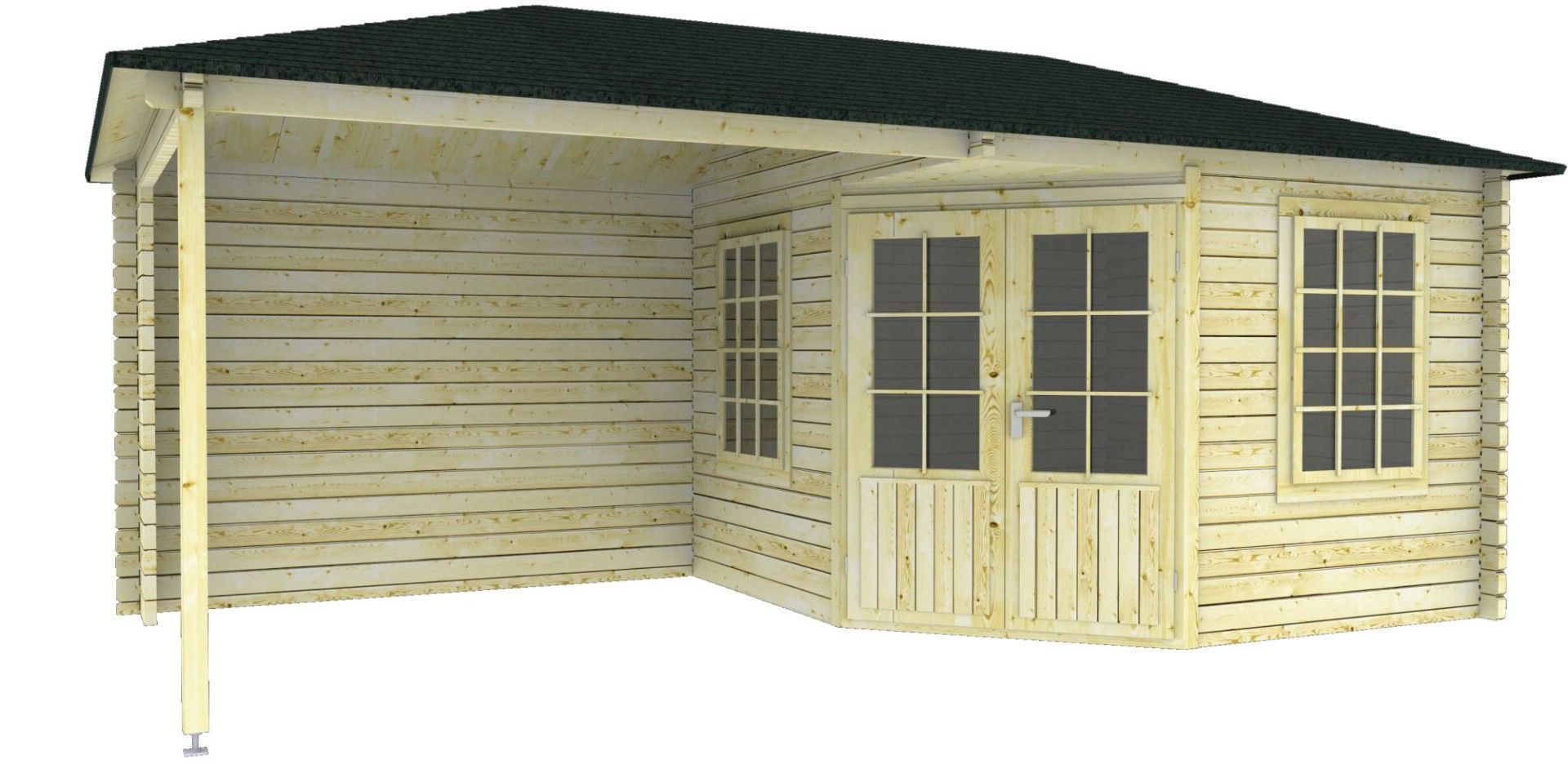 Foto van Interflex blokhut met overkapping 3055 Z Plus - exterieur gecoat