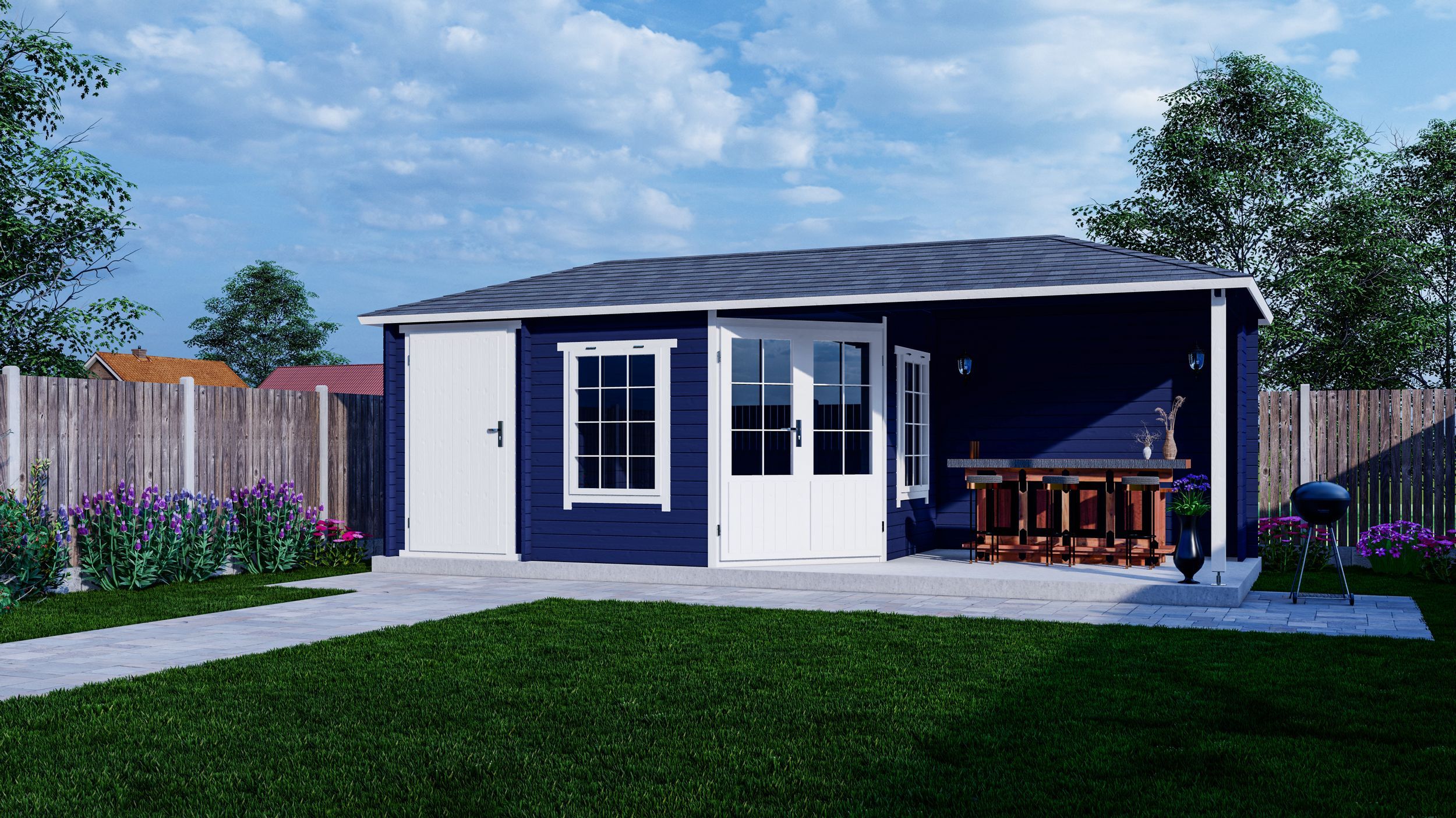 Foto der Interflex Blockhütte mit terrasse 4355 Z Plus