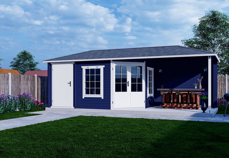 Interflex Blockhütte mit terrasse 4355 Z Plus - exterieur gecoat Foto von Interflex Blockhütte mit terrasse 4355 Z Plus - exterieur gecoat