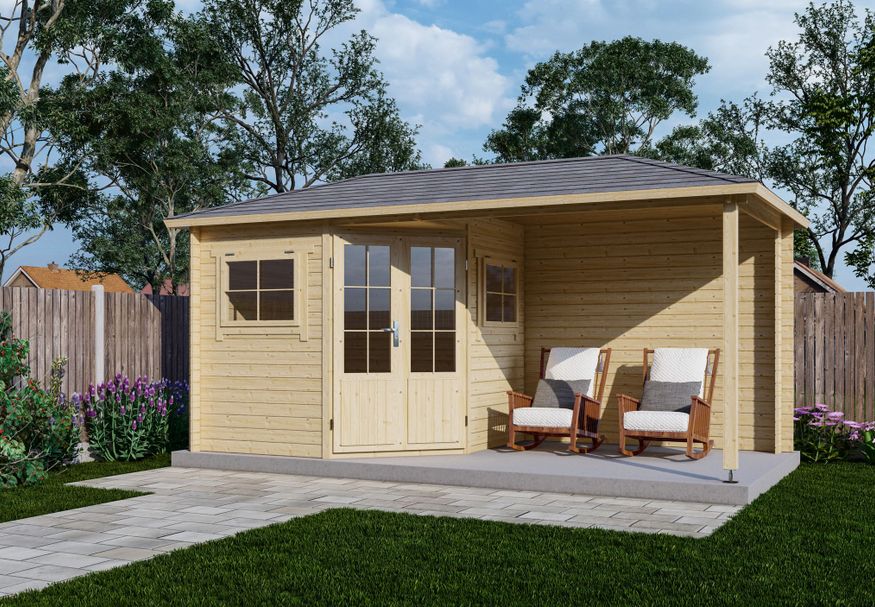 Interflex Blockhütte mit terrasse 2555 Z Plus Foto von Interflex Blockhütte mit terrasse 2555 Z Plus