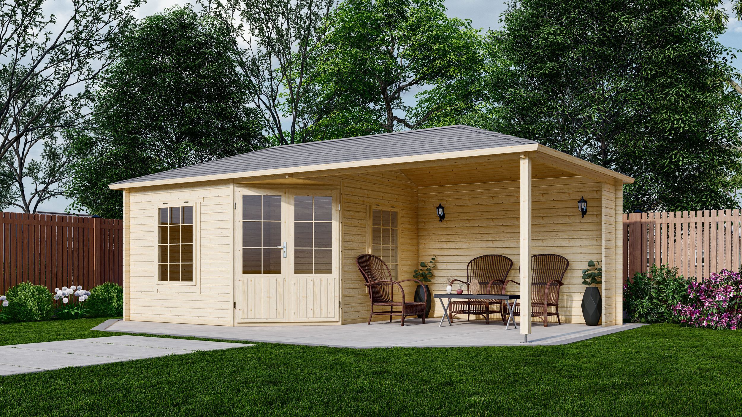 Interflex Blockhütte mit terrasse 3555 Z Plus kaufen bei Azalp.de