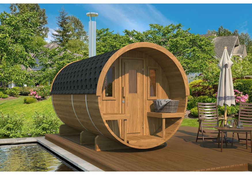 Interflex barrelsauna 4.0 - thermowood Foto van Interflex barrelsauna 4.0 - thermowood