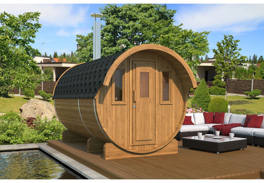 Interflex barrelsauna 3.3 - thermowood Foto van Interflex barrelsauna 3.3 - thermowood