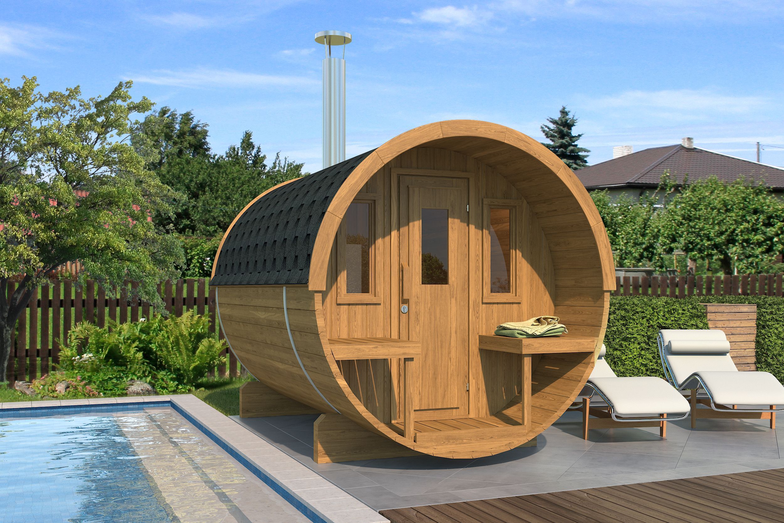 Foto van Interflex barrelsauna 2.8 - thermowood
