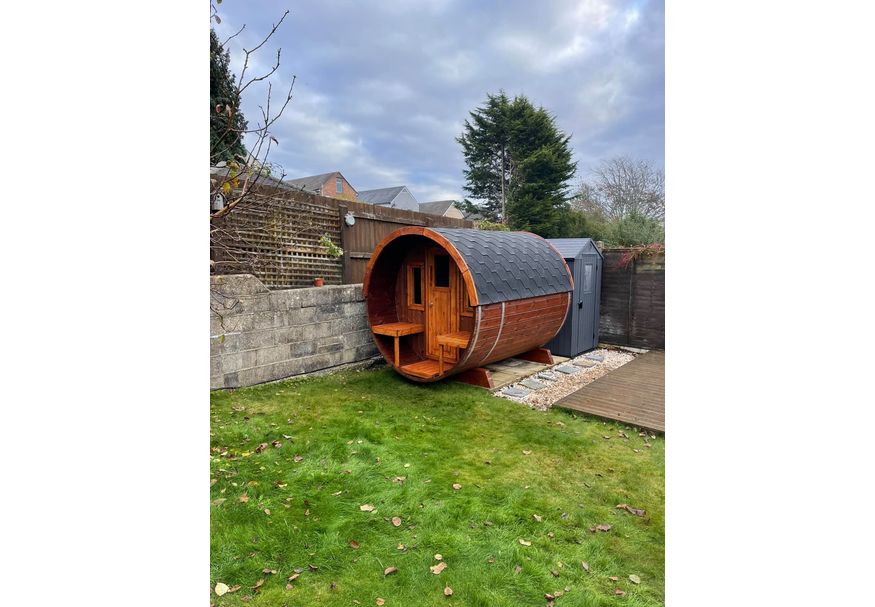 Interflex barrelsauna 2.5 - thermowood Foto van Interflex barrelsauna 2.5 - thermowood