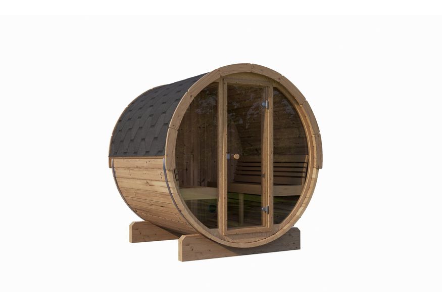 Interflex barrelsauna Ergonomisch 1.8 - thermowood Foto van Interflex barrelsauna Ergonomisch 1.8 - thermowood
